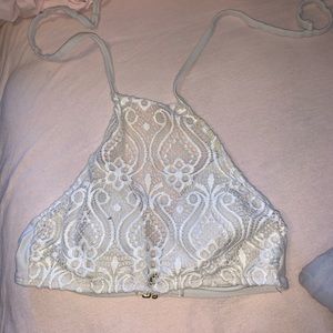 Lacy white halter swimsuit top
